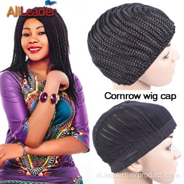 Mũ tóc giả Cornrow có thể điều chỉnh màu đen để làm tóc giả